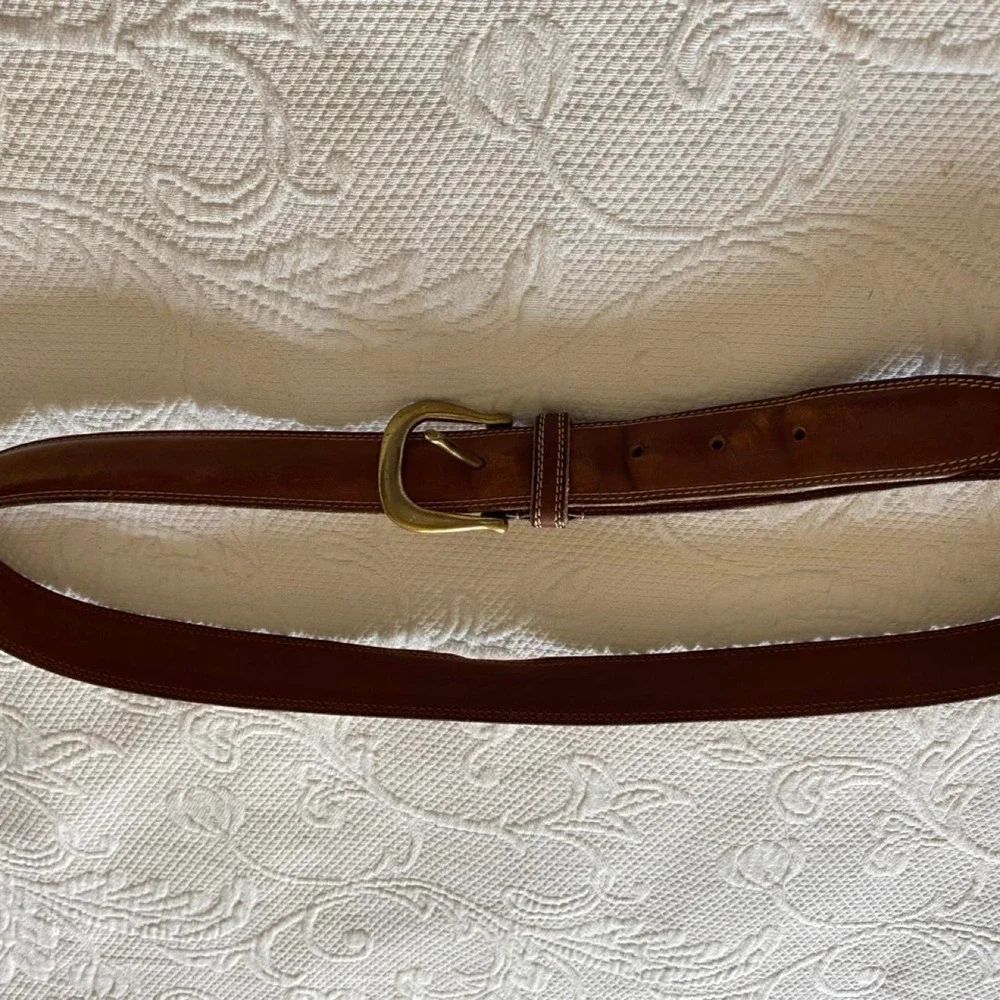 Coach British Tan Leather Brass Belt Buckle Size 38 sblk